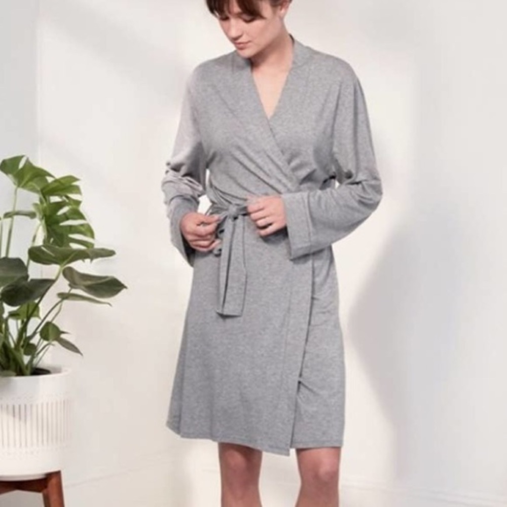 ThirdLove | Turkish Organic Jersey Cotton & Bamboo Blend Grey Lounge Robe